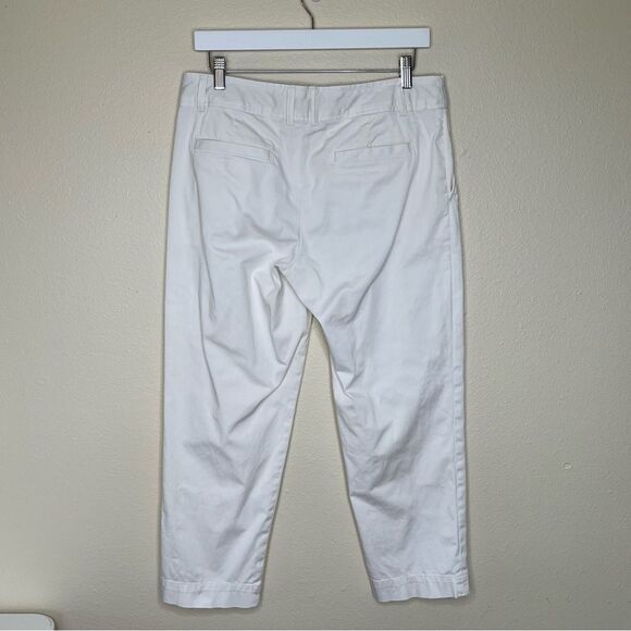 Banana Republic Stretch Washed Satin Crop Off White Cream Pants Women Size 10 - Picture 5 of 15